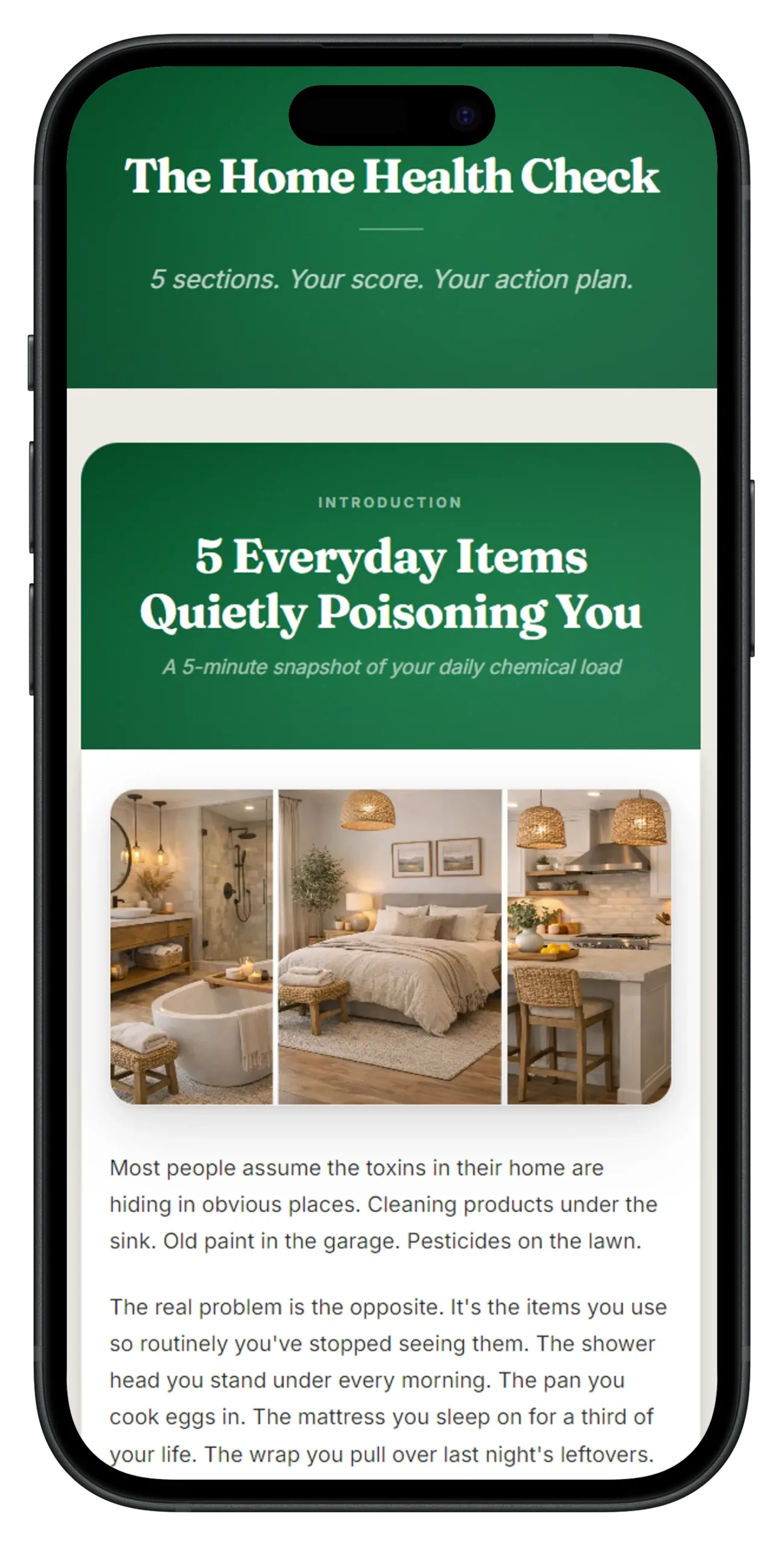 Home Health Check — home screen on iPhone
