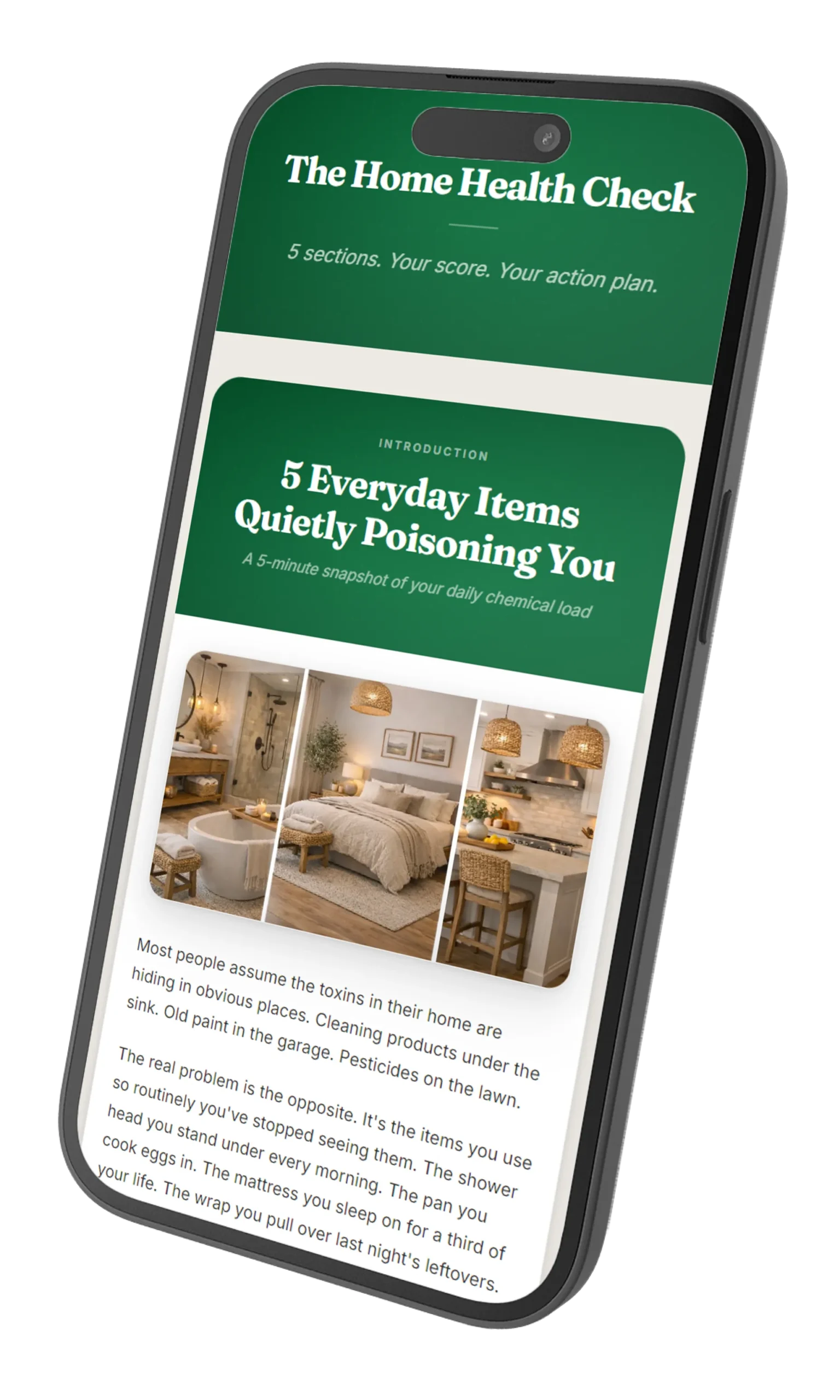The Home Health Check — home screen on iPhone