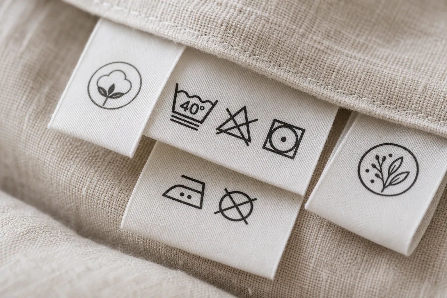 Stack of mattress certification tags and labels