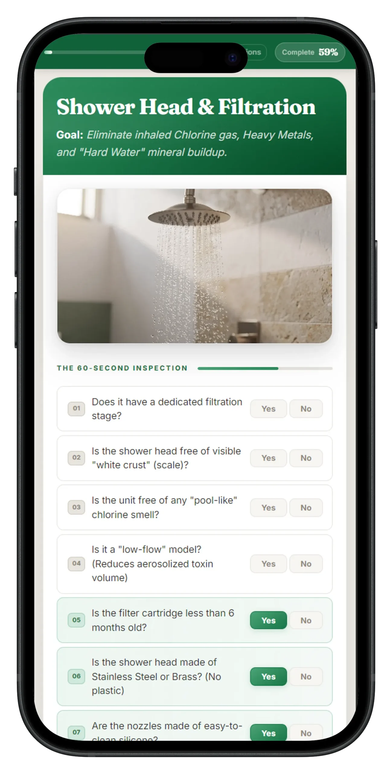 Bathroom Health Check on mobile