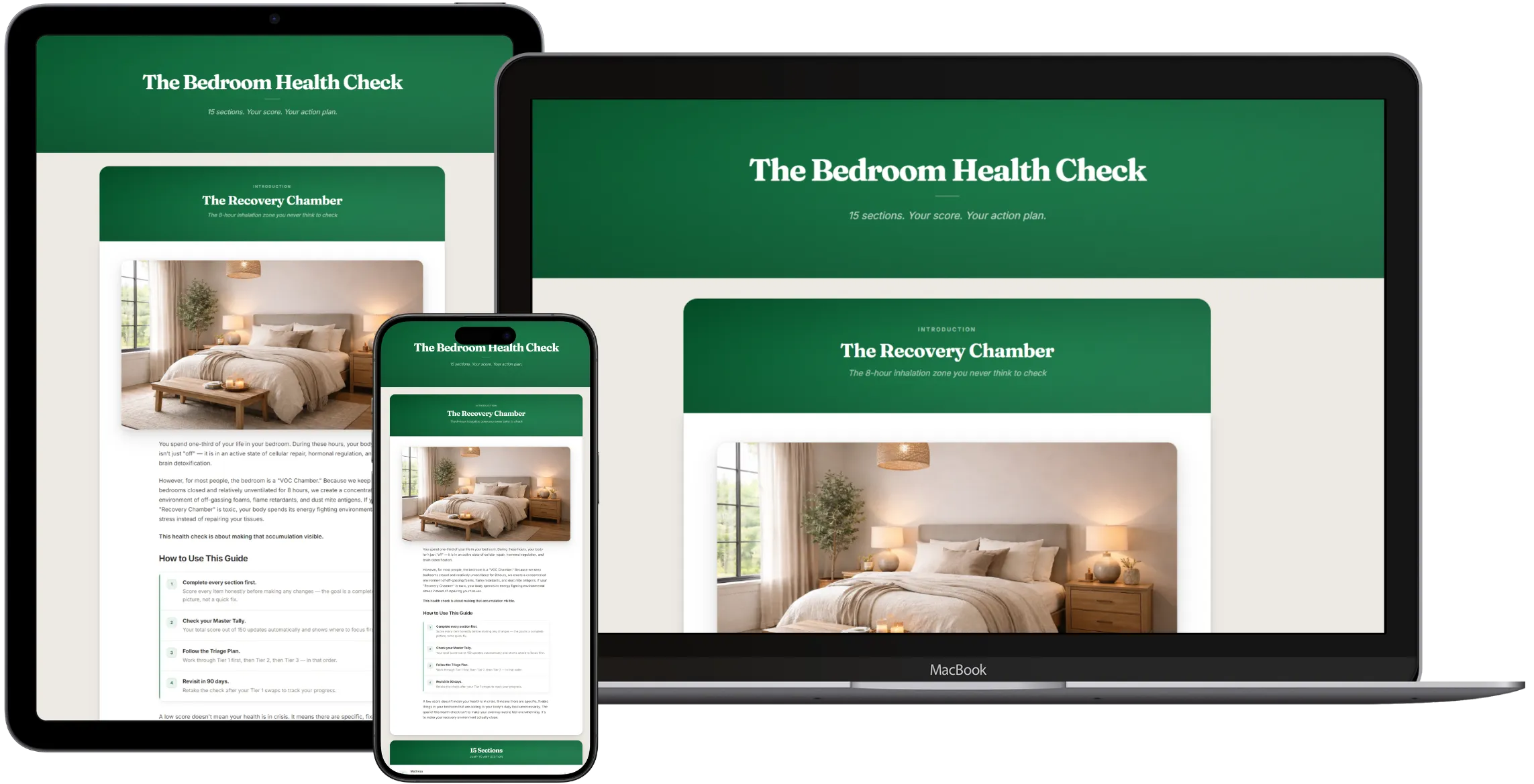 Bedroom Health Check on desktop, tablet, and mobile