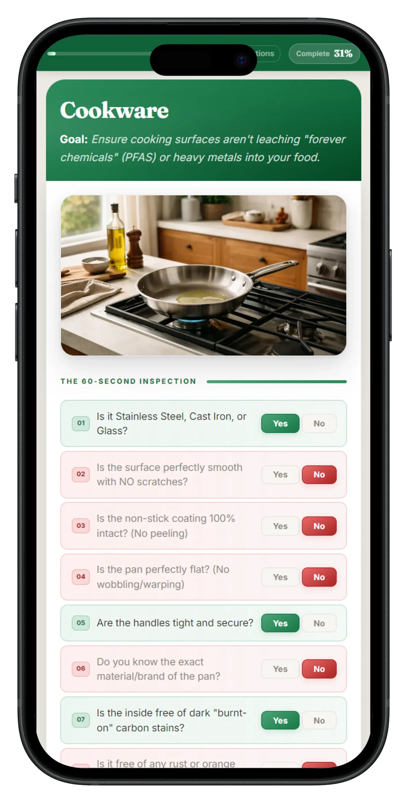 Kitchen Health Check in use